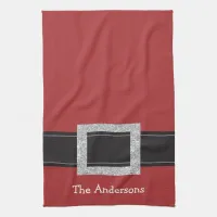 Personalized Santa Belt Holiday Kitchen Towel