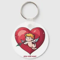 Cupid on Red Heart Keychain