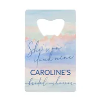 Shes On Cloud Nine Pastel Watercolor Bridal Shower Credit Card Bottle Opener