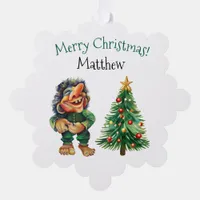 Cheeky Christmas Troll and Tree Delight  Ornament Card