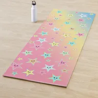 Cute stars with faces in pastel colors    yoga mat