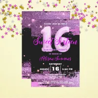 Magenta Modern Glam Sweet Sixteen Birthday Invitation