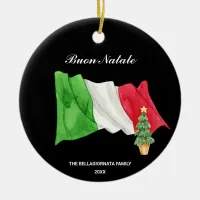 *~* Italian Flag Italy Buon Natale Photo Christmas Ceramic Ornament