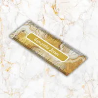 Modern Gold & White Agate Geode Monogram |  Ruler