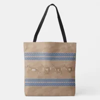 Southwest Pronghorn Antelope Herd Blue Border Tote Bag