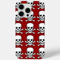 Skull and Crossbones Red Background Halloween iPhone 15 Pro Max Case