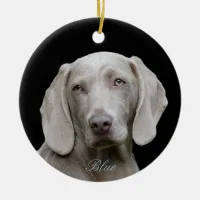 Personalized Photo with Blue Eyed Weimaraner Ceramic Ornament