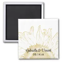 Yellow Sunflower Graphic Wedding Magnet