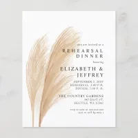 Budget Rustic Pampas Rehearsal Dinner Invitation