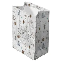 Boho Twigs & Pinecone Christmas ID986 Medium Gift Bag