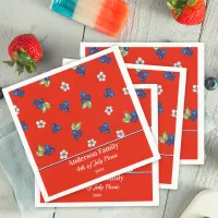 Red White Blue Blueberry Pattern Summer Kitschy Napkins