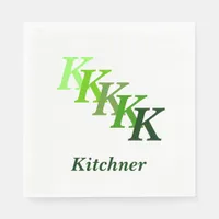 Paper Napkin - Initials with Name in Green