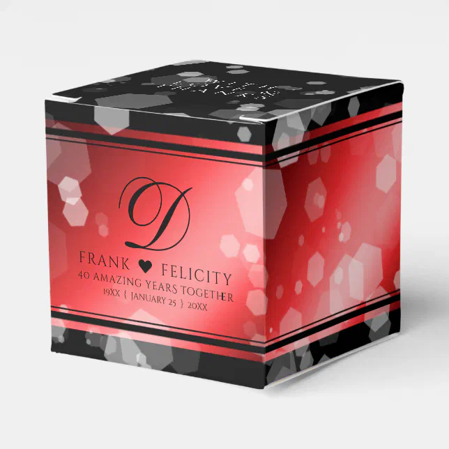 Elegant 40th 80th Ruby Wedding Anniversary Favor Boxes