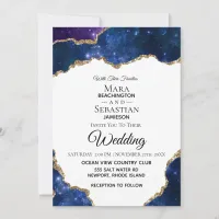 *~* PHOTO - RSVP - QR AGATE Blue AR13 Wedding Invitation