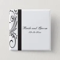 Black and White Swirls Wedding Pinback Button