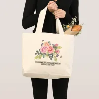 Custom Floral Roses Replace Artwork Photo Slogan Large Tote Bag