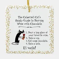 Pairing Wine with Chocolate Funny Cat Ceramic Ornament