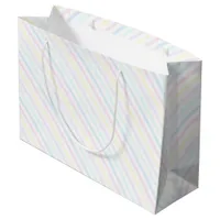 Vintage Diagonal Pastel Candy Stripes Large Gift Bag