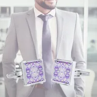 Purple tiles - mosaic, greek style,    cufflinks