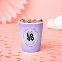 Business Logo Violet Purple Glitter Paper Cups