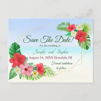 Tropical Floral Save the Date Wedding Announcement Postcard