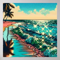 Beautiful Comic Pop Art Style Beach Scene