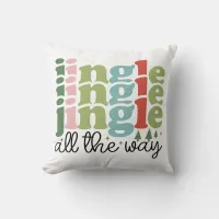 Jingle all the way Retro Groovy Christmas Holidays Throw Pillow