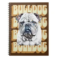 English Bulldog with Retro Font Notebook