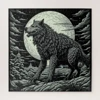 Black and white Vintage Werewolf Ai Art Jigsaw Puzzle