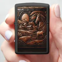 Country Horse Carving Zippo Lighter