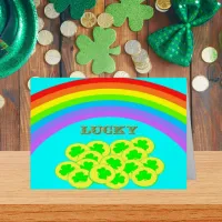 Lucky Rainbows Gold & Shamrocks Holiday Card