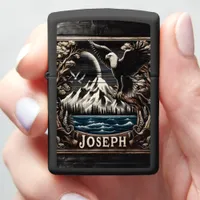 Eagle Soaring Over Mountain Lake Zippo Lighter