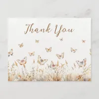 Watercolor Butterfly Boho Baby Shower Thank You Postcard