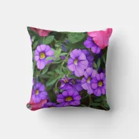 [Colorful Flowers] Pretty Purple Calibrachoa Throw Pillow