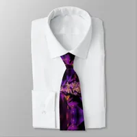 Modern fractal in black and purple, cool  neck tie