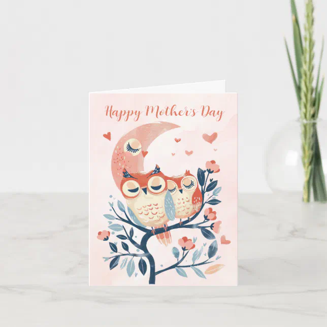Owl Mom And Baby Love Mothers Day Card