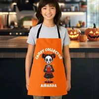 Cute Candy Collector Skeleton Kids Halloween Apron