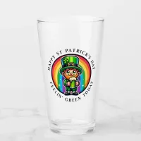 Happy St Patrick's Day Leprechaun with Green Beer Glass