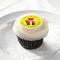 Cute Happy Birthday Baby Fox Edible Frosting Rounds