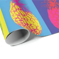 Retro Pineapple Pop Art Bright Bold Modern Pattern Wrapping Paper