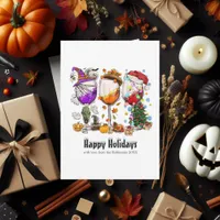 Quirky Holiday Collage Wine Glasses Greeting