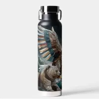 Mosaic Ai Art | Brown Bear and an Eagle Full Moon Water Bottle