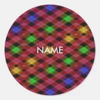 Gingham Check Multicolored Pattern Classic Round Sticker