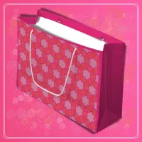 Pretty Pink Stars Geometric Pattern Monogram Large Gift Bag