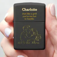 A romantic moment captured on a custom zippo lighter