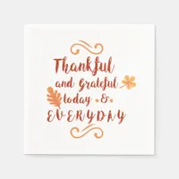 thankful and grateful thanksgiving paper napkins