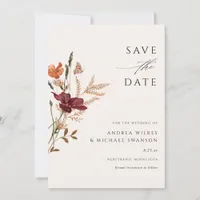 Boho Wildflower Fall Wedding Vintage Save The Date