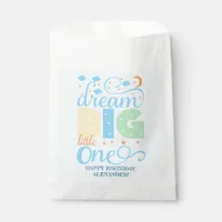 Dream Big Little One Blue Baby Boy 1st Birthday Favor Bag