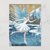 Adorable Ice Skating Fairy Postcard