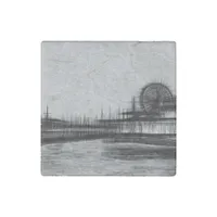 White Noise Santa Monica Pier Stone Magnet